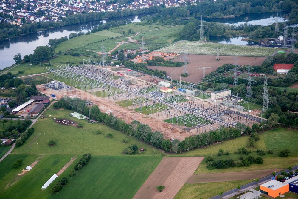 Großkrotzenburg von oben - Gelände des Umspannwerkes Kraftwerk Staudinger im Ortsteil Klein-Krotzenburg in Großkrotzenburg im Bundesland Hessen, Deutschland