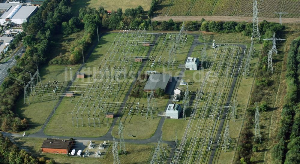 Lüneburg von oben - Gelände des Umspannwerkes Lüneburger Straße in Lüneburg im Bundesland Niedersachsen