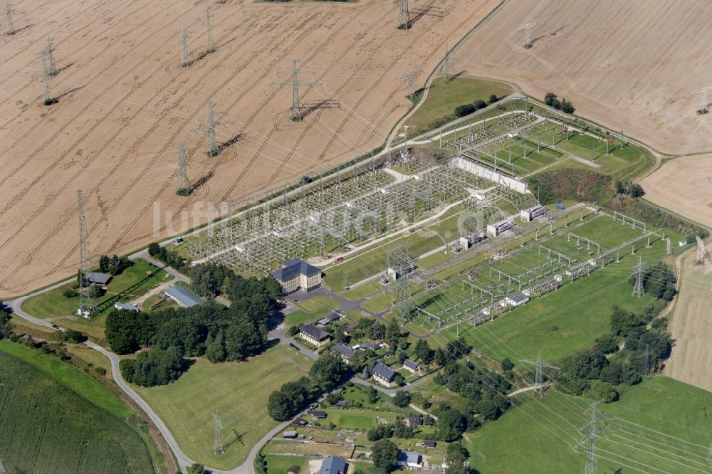 Remptendorf von oben - Gelände des Umspannwerkes Remptendorf in Remptendorf im Bundesland Thüringen