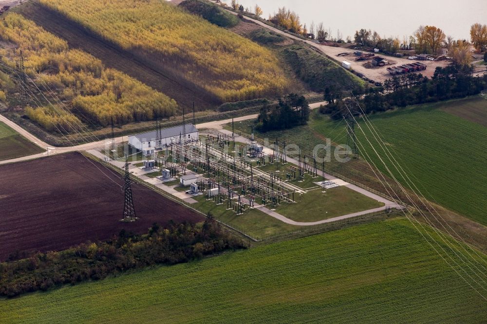 Untersiebenbrunn aus der Vogelperspektive: Gelände des Umspannwerkes in Untersiebenbrunn in Niederösterreich, Österreich