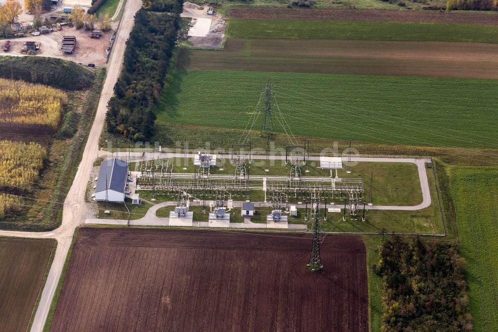 Luftaufnahme Untersiebenbrunn - Gelände des Umspannwerkes in Untersiebenbrunn in Niederösterreich, Österreich