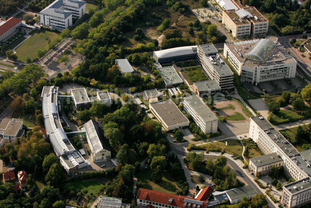 Halle (Saale) von oben - Gelände des Weinberg Campus Halle