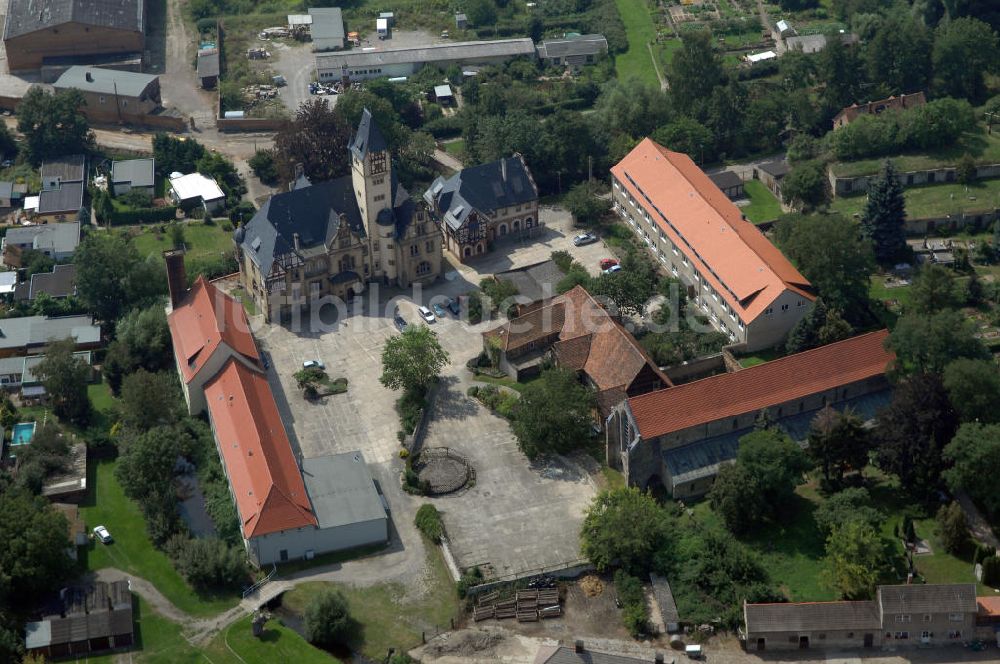 Quedlinburg von oben - Gelände der Wipertikirche Quedlinburg