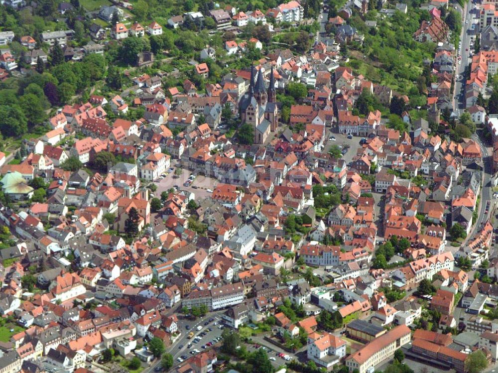 Gelnhausen / Hessen von oben - Gelnhausen in Hessen