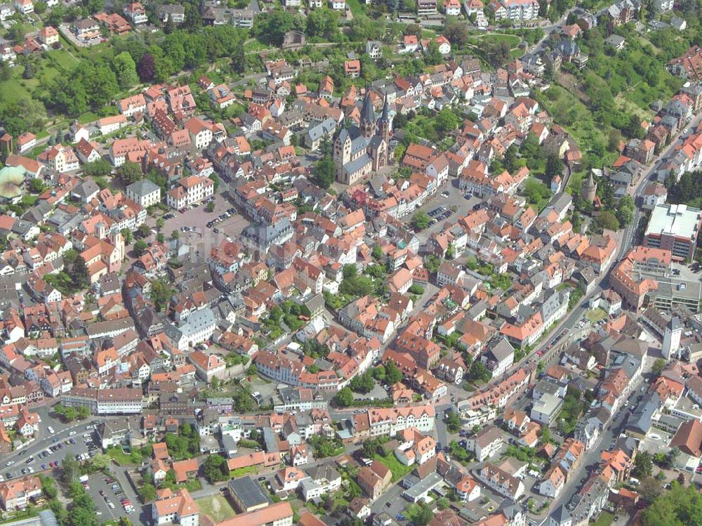 Gelnhausen / Hessen von oben - Gelnhausen in Hessen