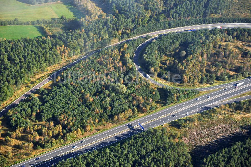 Luftaufnahme Ziethen - Geplanter Ausbau des Autobahndreieck Havelland am Berliner Ring in Brandenburg