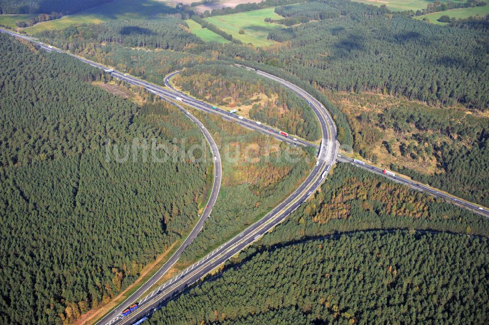 Luftaufnahme Ziethen - Geplanter Ausbau des Autobahndreieck Havelland am Berliner Ring in Brandenburg