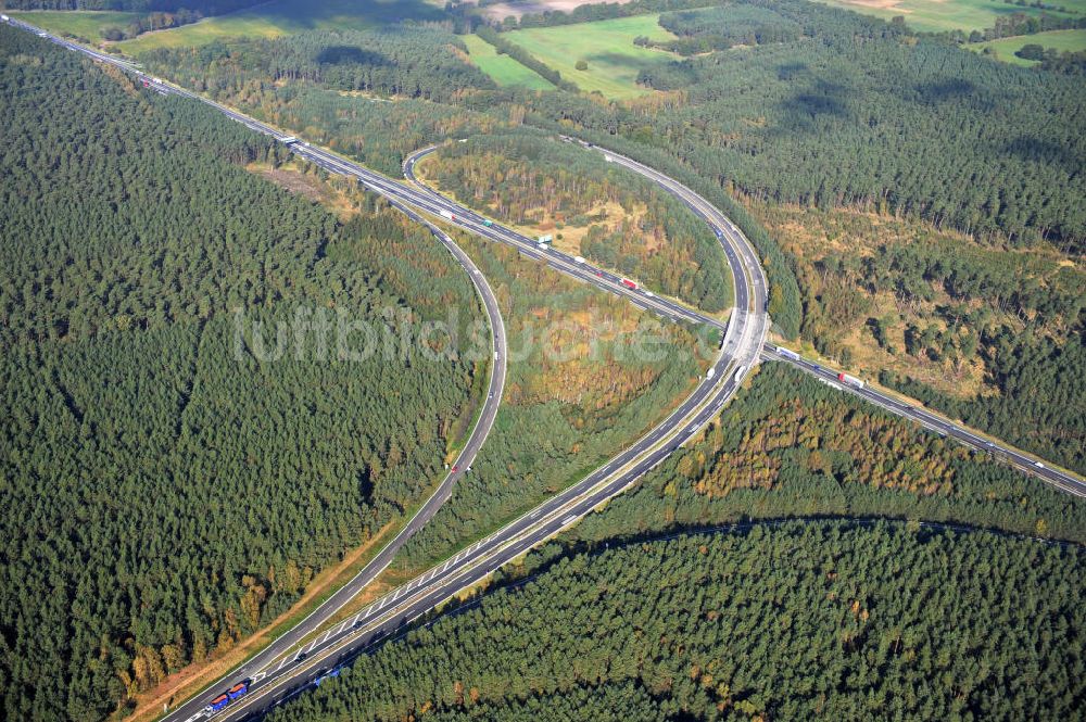 Ziethen von oben - Geplanter Ausbau des Autobahndreieck Havelland am Berliner Ring in Brandenburg