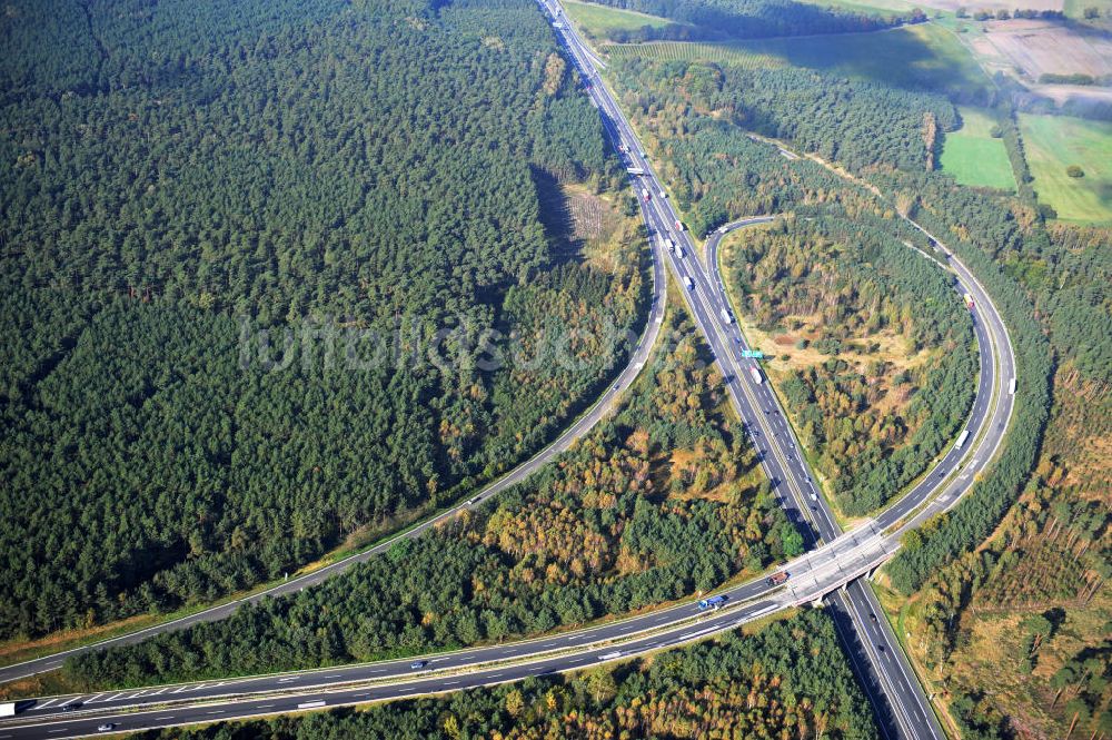 Luftaufnahme Ziethen - Geplanter Ausbau des Autobahndreieck Havelland am Berliner Ring in Brandenburg