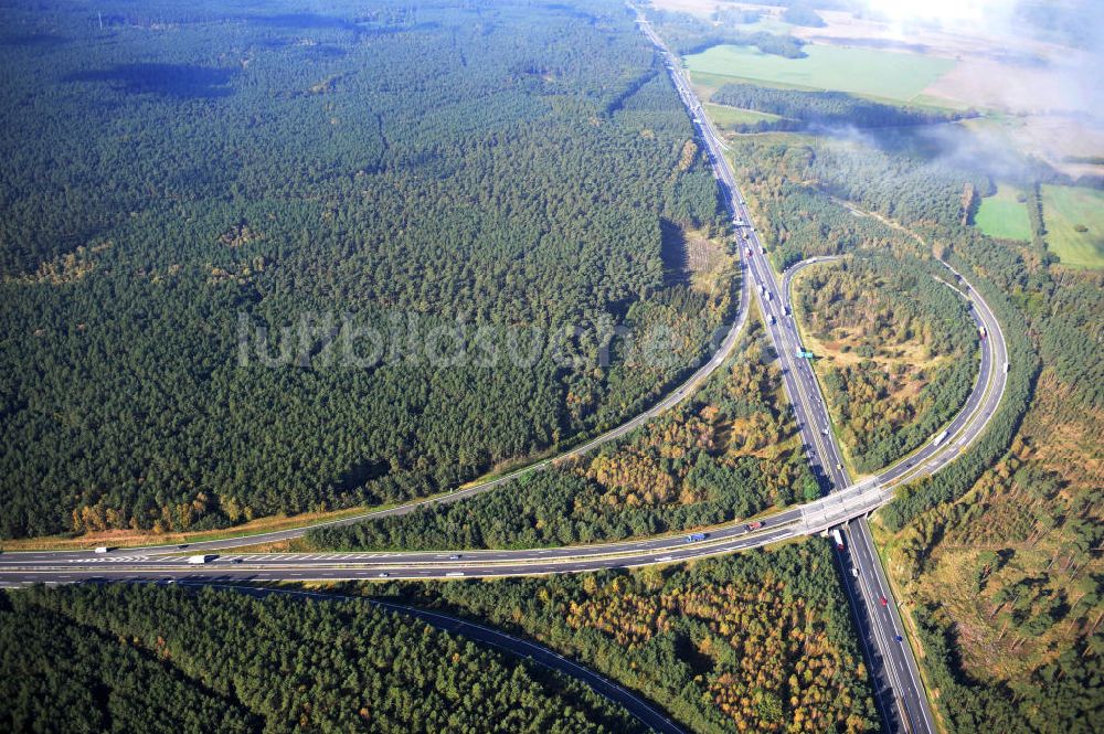 Ziethen von oben - Geplanter Ausbau des Autobahndreieck Havelland am Berliner Ring in Brandenburg