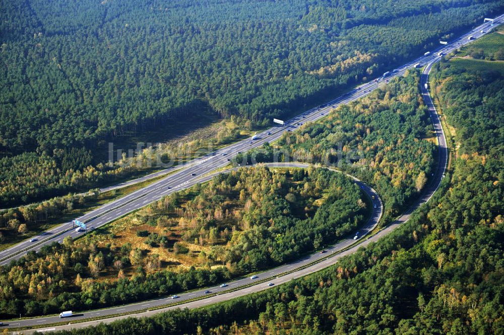 Luftaufnahme Ziethen - Geplanter Ausbau des Autobahndreieck Havelland am Berliner Ring in Brandenburg