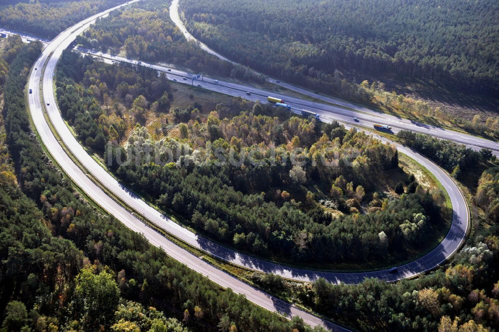 Luftaufnahme Ziethen - Geplanter Ausbau des Autobahndreieck Havelland am Berliner Ring in Brandenburg