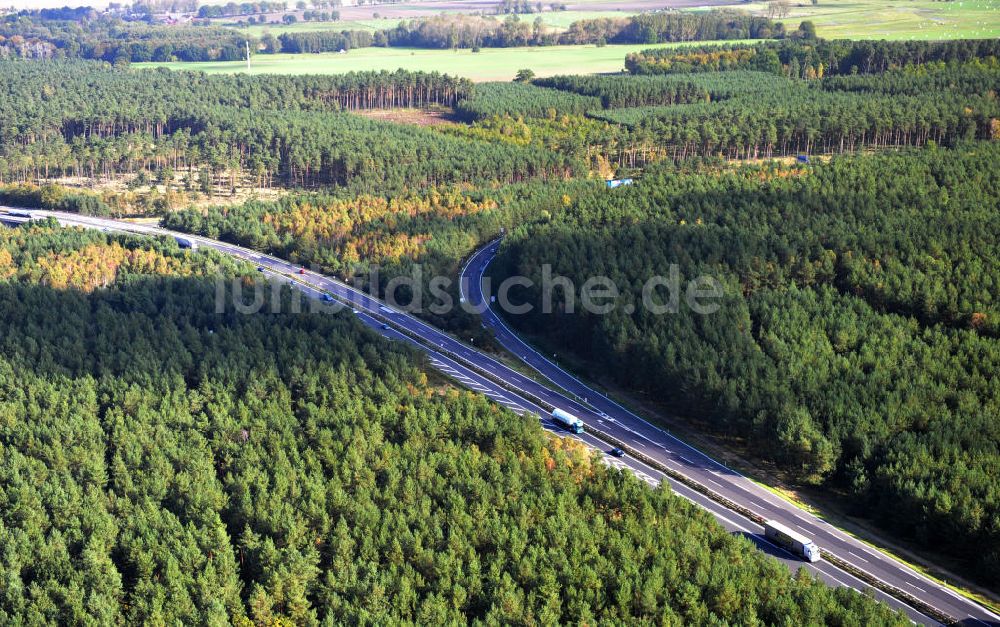 Luftaufnahme Ziethen - Geplanter Ausbau des Autobahndreieck Havelland am Berliner Ring in Brandenburg