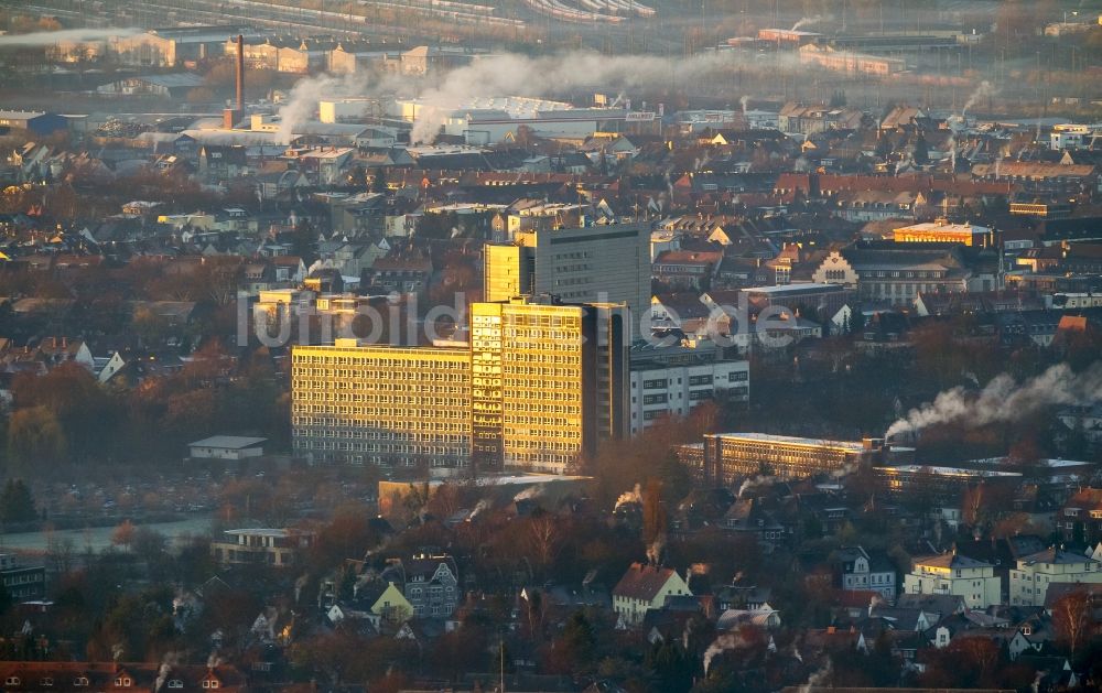 Luftbild Hamm - Gericht im Sonnenaufgang in Hamm im Bundesland Nordrhein-Westfalen