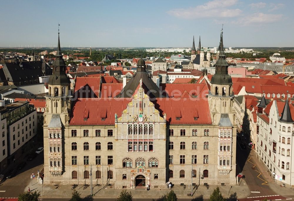 Halle (Saale) von oben - Gerichts- Gebäudekomplex des Landgericht am Hansering in Halle (Saale) im Bundesland Sachsen-Anhalt, Deutschland