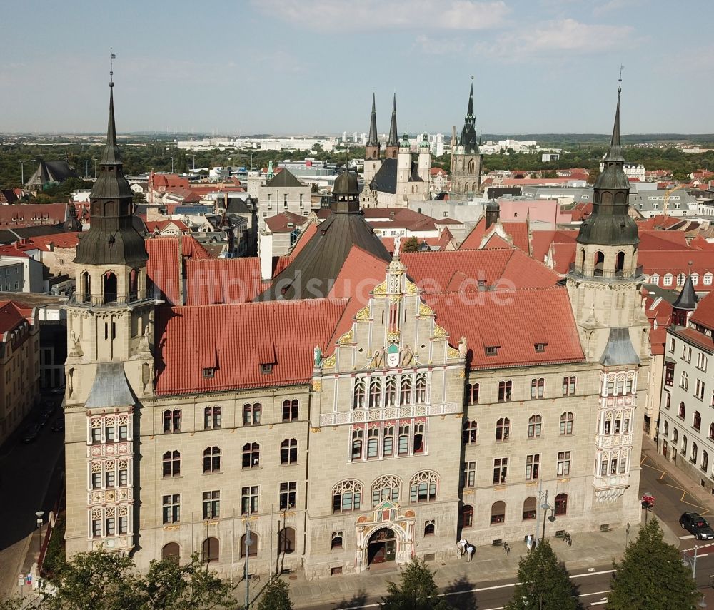 Halle (Saale) aus der Vogelperspektive: Gerichts- Gebäudekomplex des Landgericht am Hansering in Halle (Saale) im Bundesland Sachsen-Anhalt, Deutschland