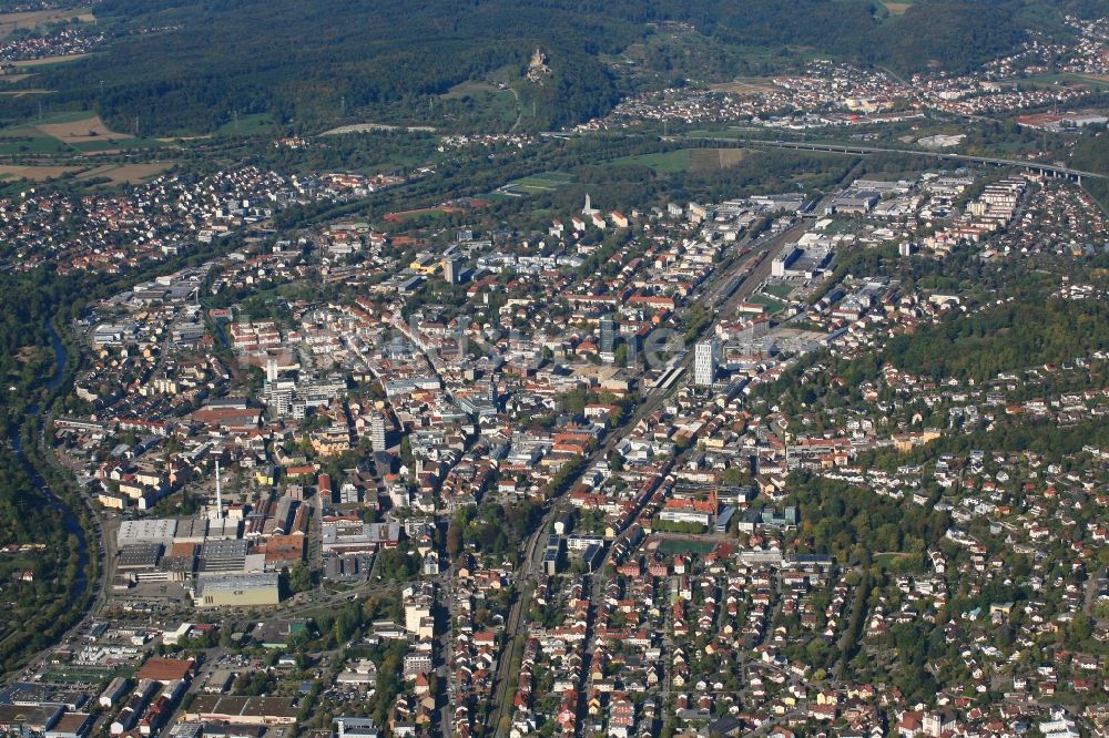 Luftbild Lörrach - Gesamtübersicht, Innenstadtbereich und Außenbezirke in Lörrach im Bundesland Baden-Württemberg, Deutschland