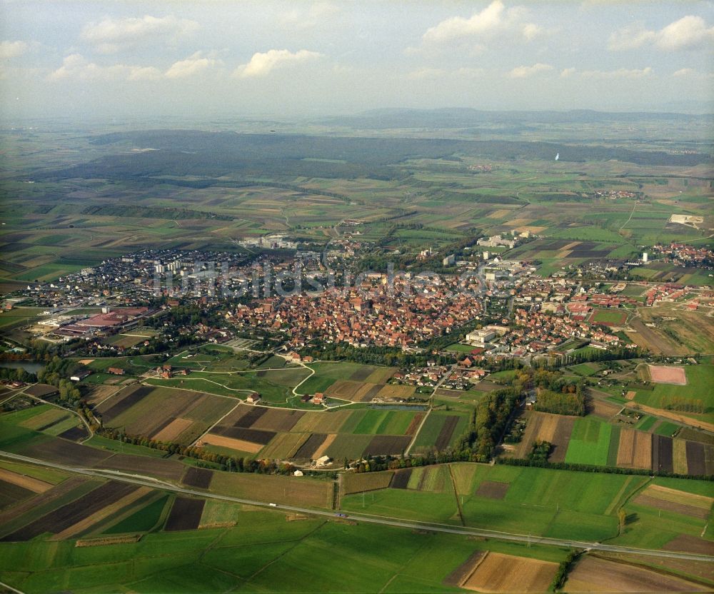 Bad Windsheim aus der Vogelperspektive: Gesamtübersicht und Stadtgebiet mit Außenbezirken und Innenstadtbereich in Bad Windsheim im Bundesland Bayern, Deutschland