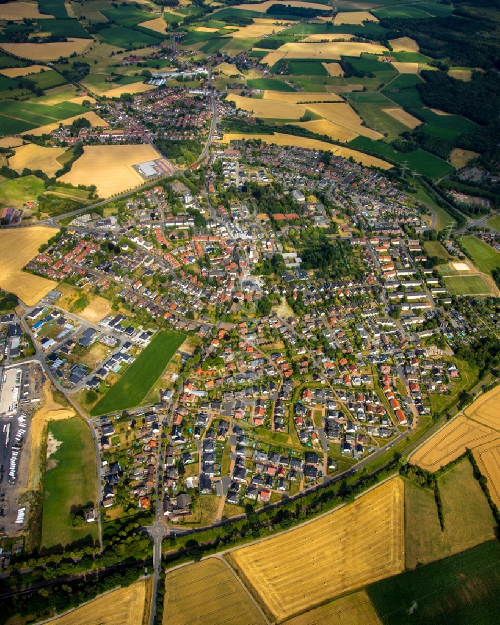 Luftaufnahme Bork - Gesamtübersicht und Stadtgebiet mit Außenbezirken und Innenstadtbereich in Bork im Bundesland Nordrhein-Westfalen, Deutschland