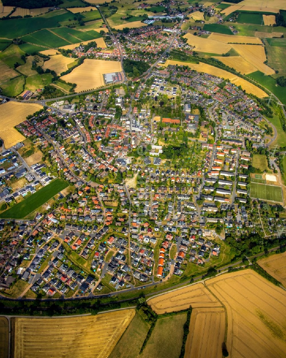 Bork aus der Vogelperspektive: Gesamtübersicht und Stadtgebiet mit Außenbezirken und Innenstadtbereich in Bork im Bundesland Nordrhein-Westfalen, Deutschland