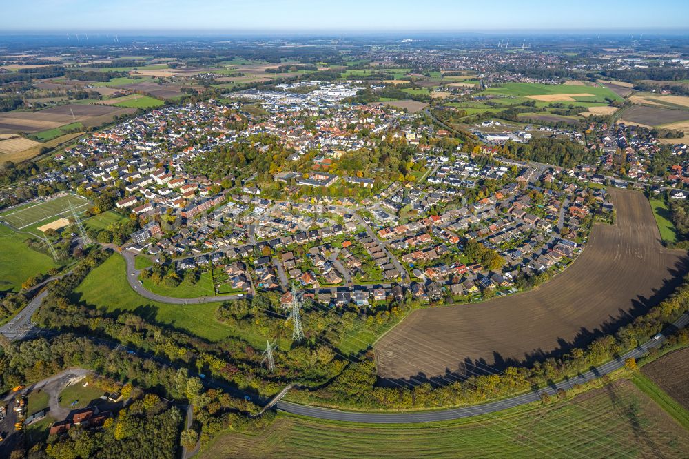 Luftaufnahme Bork - Gesamtübersicht und Stadtgebiet mit Außenbezirken und Innenstadtbereich in Bork im Bundesland Nordrhein-Westfalen, Deutschland