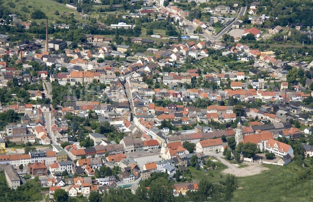 Luftbild Coswig - Gesamtübersicht und Stadtgebiet mit Außenbezirken und Innenstadtbereich in Coswig im Bundesland Sachsen