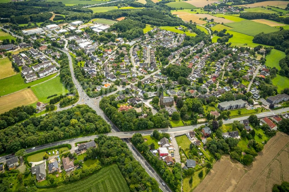 Gevelsberg aus der Vogelperspektive: Gesamtübersicht und Stadtgebiet mit Außenbezirken und Innenstadtbereich in Gevelsberg im Bundesland Nordrhein-Westfalen - NRW, Deutschland