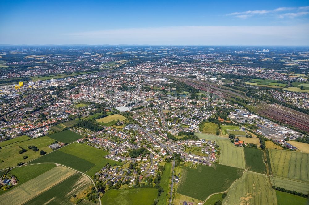 Hamm aus der Vogelperspektive: Gesamtübersicht und Stadtgebiet mit Außenbezirken und Innenstadtbereich in Hamm im Bundesland Nordrhein-Westfalen, Deutschland