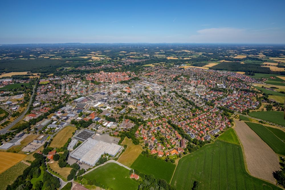 Telgte von oben - Gesamtübersicht und Stadtgebiet mit Außenbezirken und Innenstadtbereich in Telgte im Bundesland Nordrhein-Westfalen, Deutschland