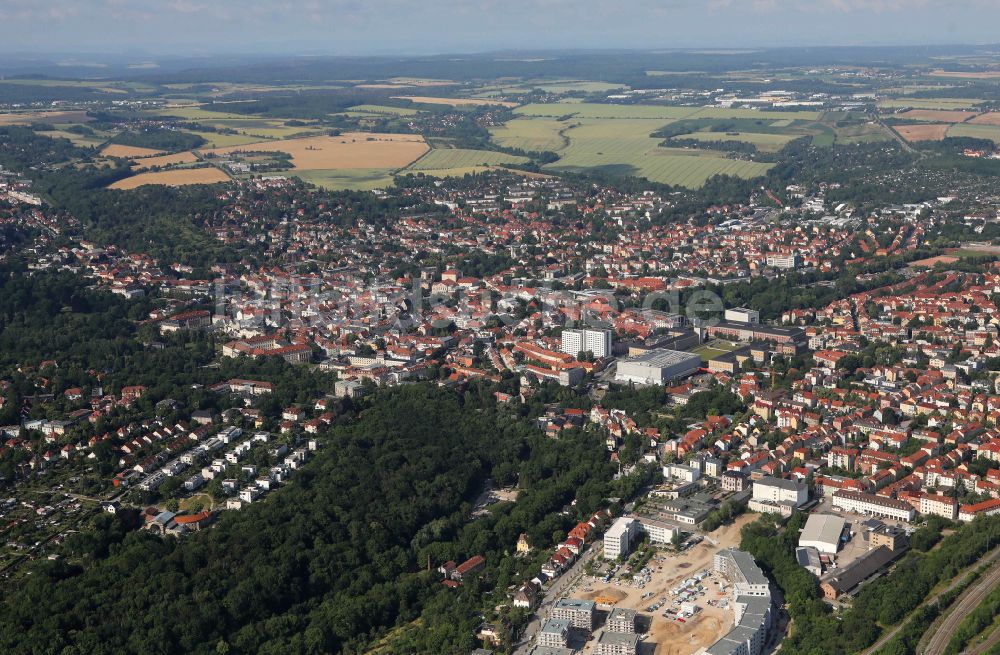 Weimar von oben - Gesamtübersicht und Stadtgebiet mit Außenbezirken und Innenstadtbereich in Weimar im Bundesland Thüringen, Deutschland