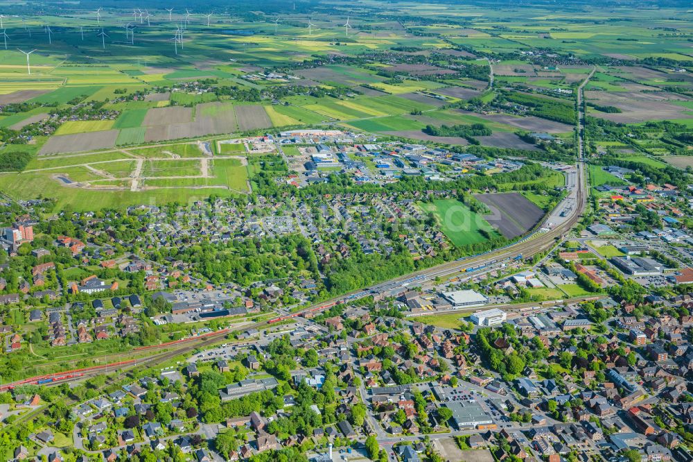 Luftbild Niebüll - Gesamtübersicht des Stadtgebietes in Niebüll im Bundesland Schleswig-Holstein, Deutschland