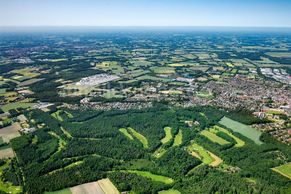 Vechta von oben - Gesamtübersicht des Stadtgebietes in Vechta im Bundesland Niedersachsen, Deutschland