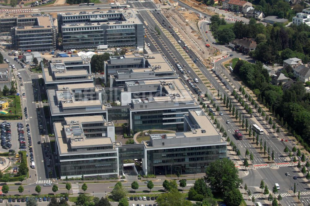 Luxemburg von oben - Geschäftshaus an der Rue Albert Borschette