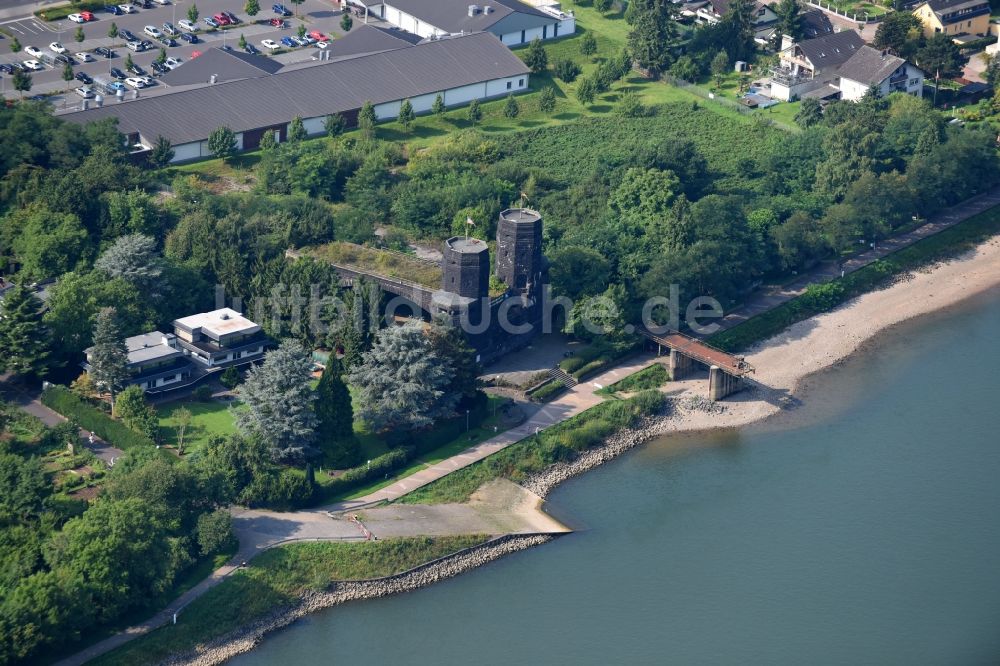 Remagen aus der Vogelperspektive: Geschichts- Denkmal Brücke von Remagen in Remagen im Bundesland Rheinland-Pfalz, Deutschland