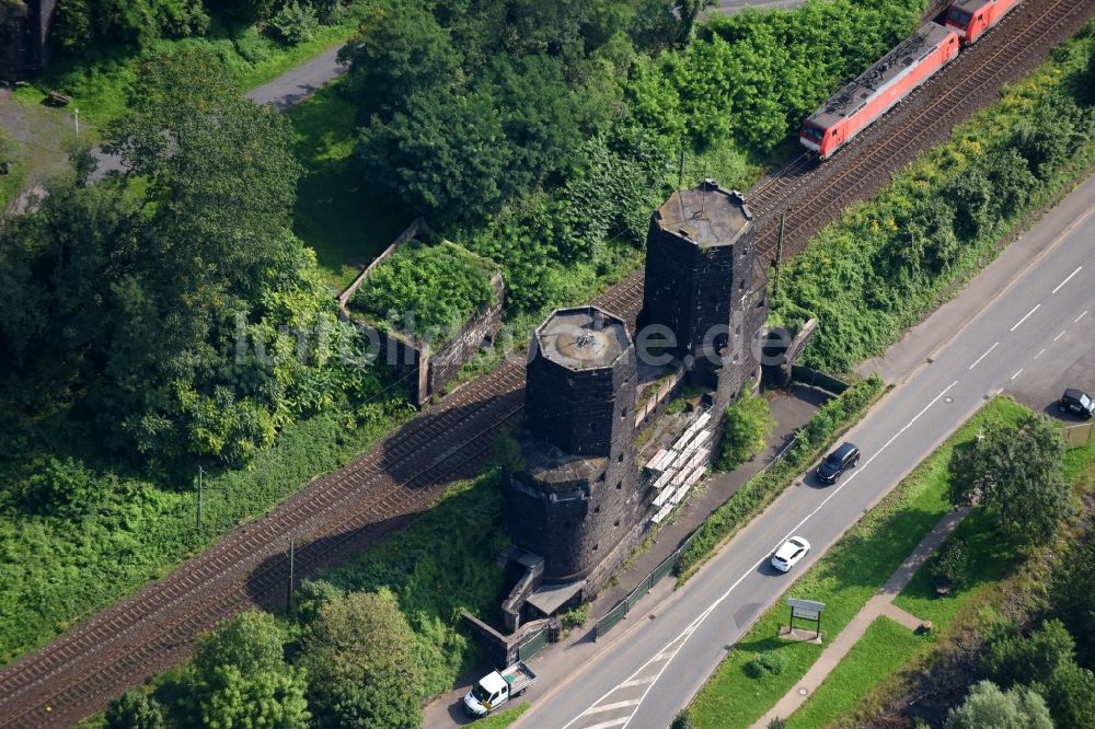 Luftbild Remagen - Geschichts- Denkmal Brücke von Remagen in Remagen im Bundesland Rheinland-Pfalz, Deutschland