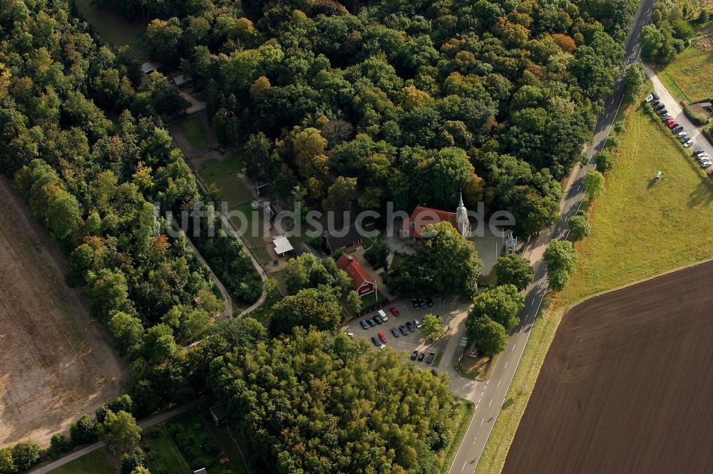 Luftaufnahme Lützen - Geschichts- Denkmal Gustav-Adolf-Gedenkstätte in Lützen im Bundesland Sachsen-Anhalt, Deutschland