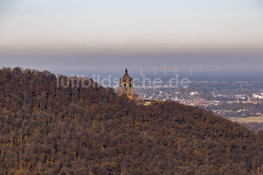 Luftbild Barkhausen - Geschichts- Denkmal Kaiser- Wilhelm- Denkmal in Porta Westfalica im Bundesland Nordrhein-Westfalen, Deutschland