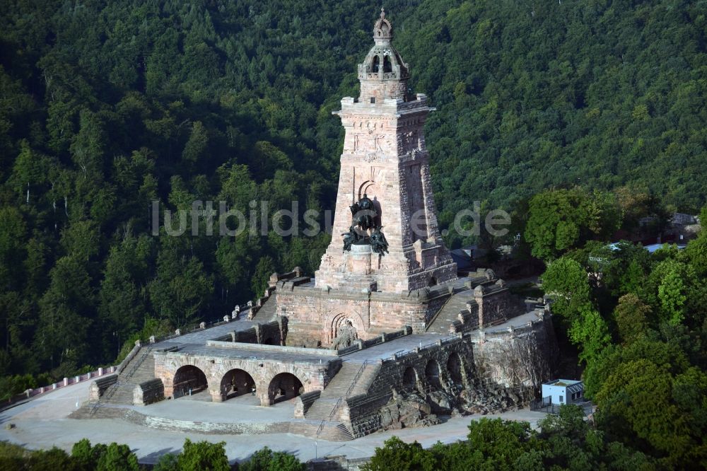 Luftaufnahme Kyffhäuserland - Geschichts- Denkmal Kyffhäuserdenkmals bei Steinthaleben in Kyffhäuserland im Bundesland Thüringen