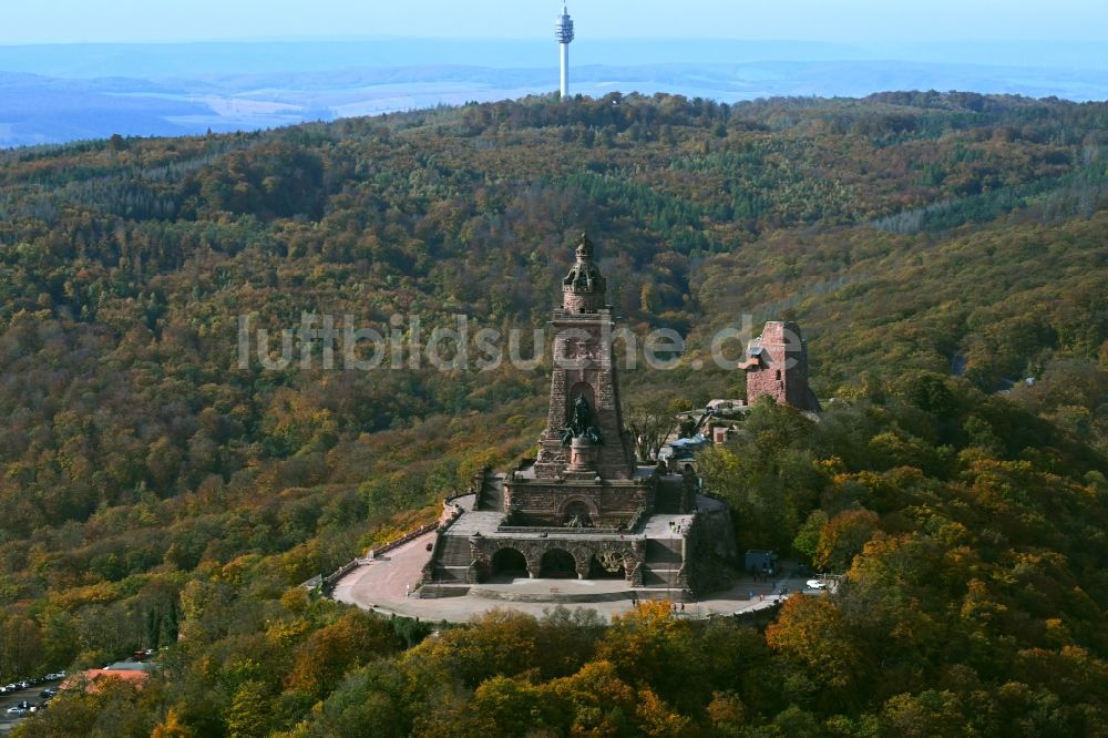 Luftbild Kyffhäuserland - Geschichts- Denkmal Kyffhäuserdenkmals bei Steinthaleben in Kyffhäuserland im Bundesland Thüringen