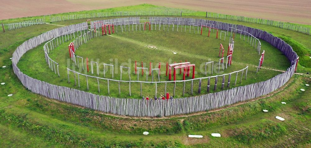 Luftaufnahme Pömmelte - Geschichts- Denkmal Ringheiligtum in Pömmelte im Bundesland Sachsen-Anhalt, Deutschland