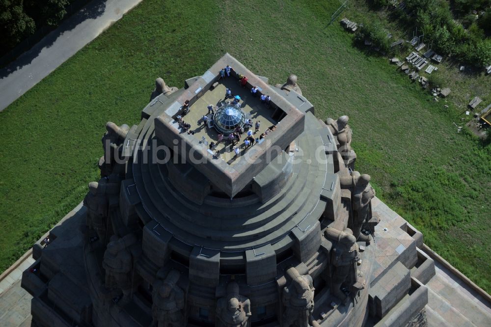 Luftaufnahme Leipzig - Geschichts- Denkmal Völkerschlachtdenkmal in Leipzig im Bundesland Sachsen