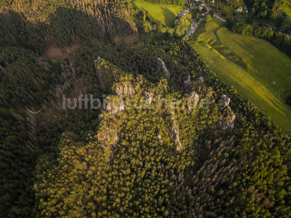 Luftbild Rathen - Gesteinsformation Honigsteine in Rathen im Bundesland Sachsen, Deutschland