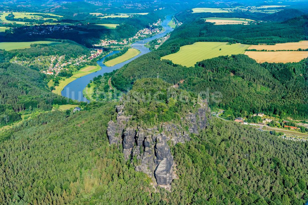 Ebenheit aus der Vogelperspektive: Gesteinsformation Lilienstein in Ebenheit im Bundesland Sachsen, Deutschland