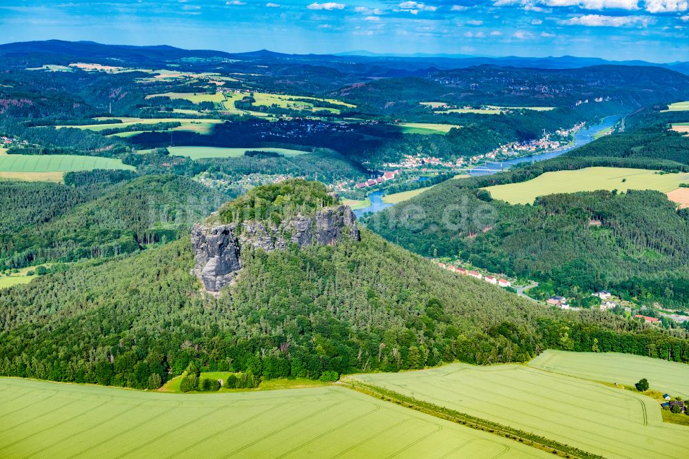 Ebenheit aus der Vogelperspektive: Gesteinsformation Lilienstein in Ebenheit im Bundesland Sachsen, Deutschland