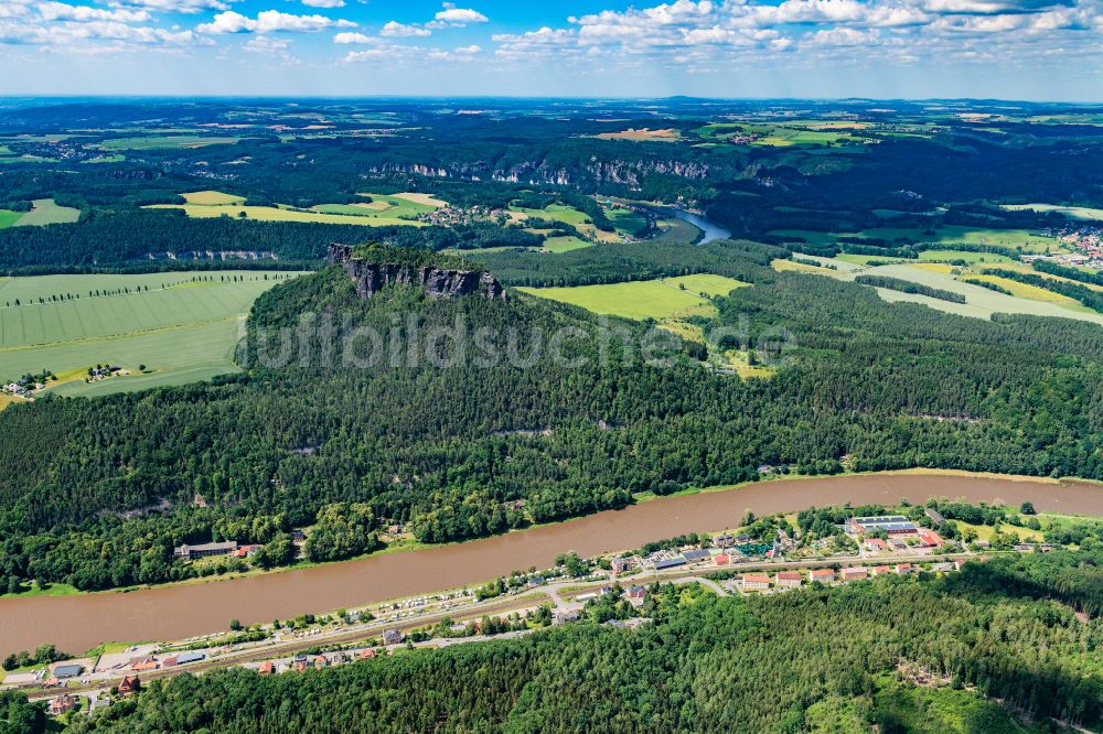 Luftbild Ebenheit - Gesteinsformation Lilienstein in Ebenheit im Bundesland Sachsen, Deutschland