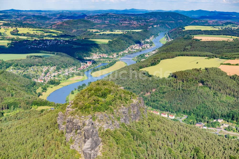 Luftaufnahme Ebenheit - Gesteinsformation Lilienstein in Ebenheit im Bundesland Sachsen, Deutschland