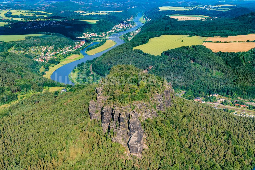 Ebenheit von oben - Gesteinsformation Lilienstein in Ebenheit im Bundesland Sachsen, Deutschland