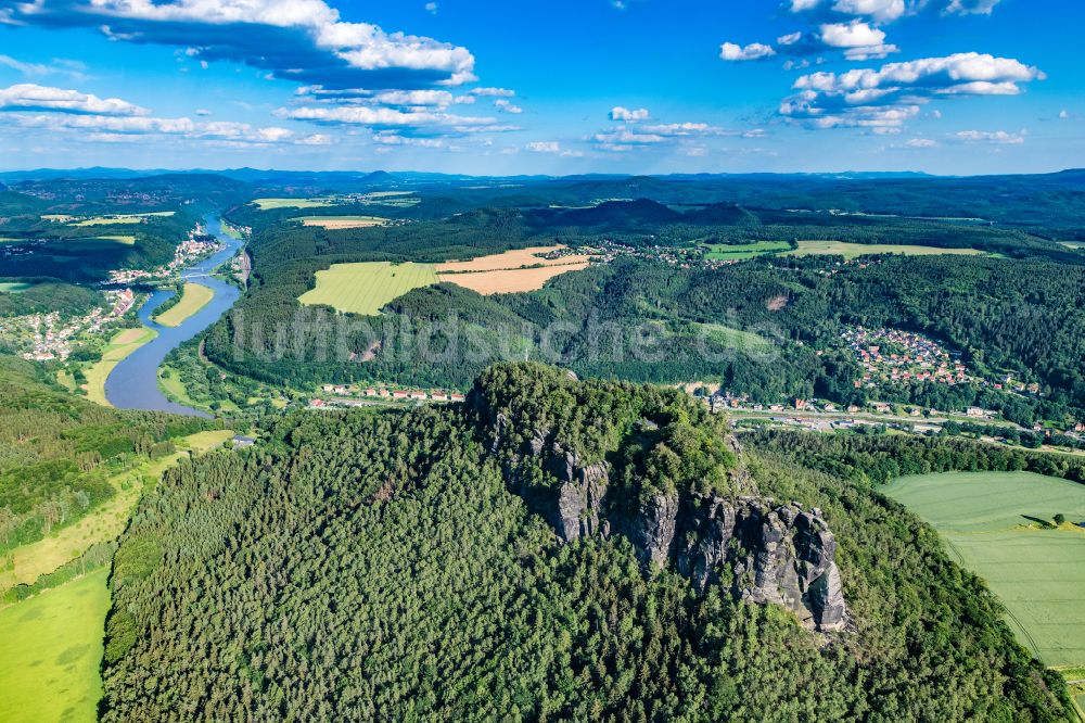 Ebenheit aus der Vogelperspektive: Gesteinsformation Lilienstein in Ebenheit im Bundesland Sachsen, Deutschland