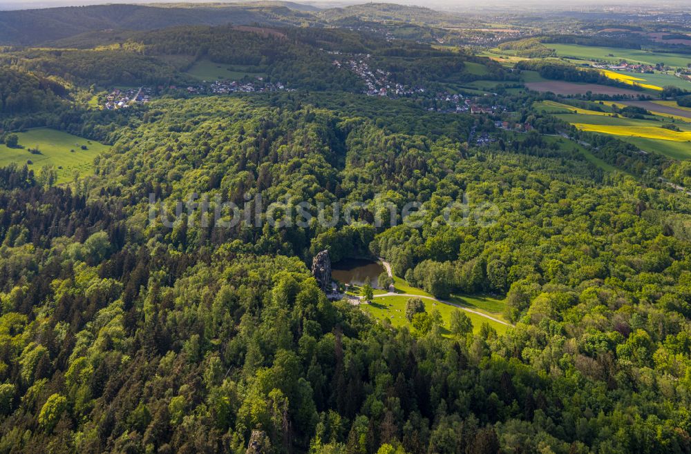 Luftbild Horn-Bad Meinberg - Gesteinsformation Sandsteinformation Externsteine in Horn-Bad Meinberg im Bundesland Nordrhein-Westfalen, Deutschland