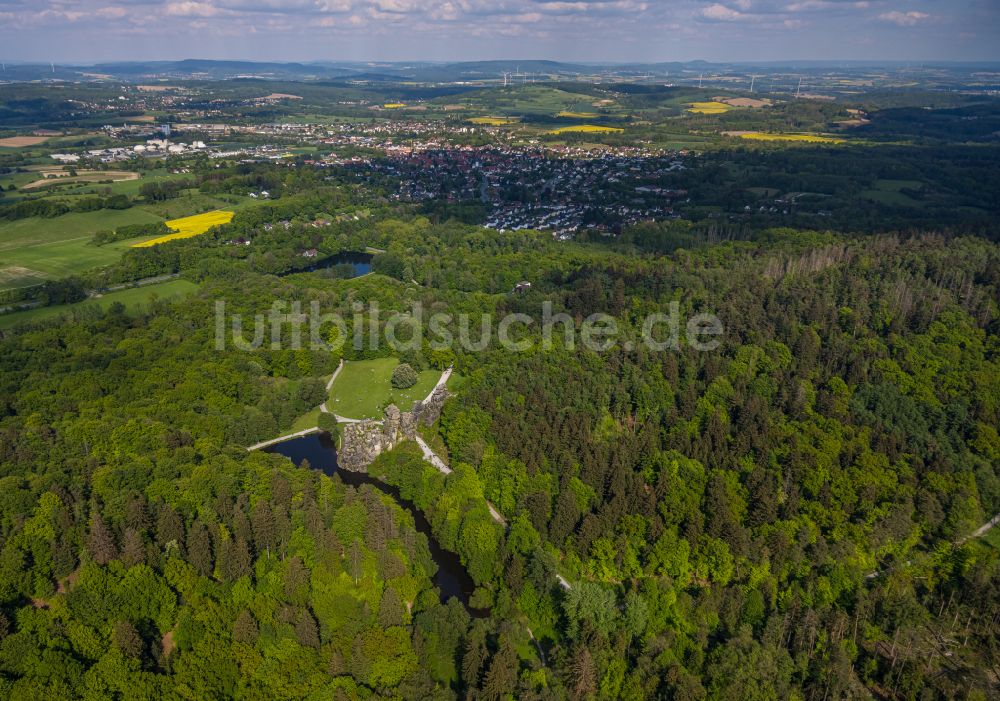 Luftaufnahme Horn-Bad Meinberg - Gesteinsformation Sandsteinformation Externsteine in Horn-Bad Meinberg im Bundesland Nordrhein-Westfalen, Deutschland